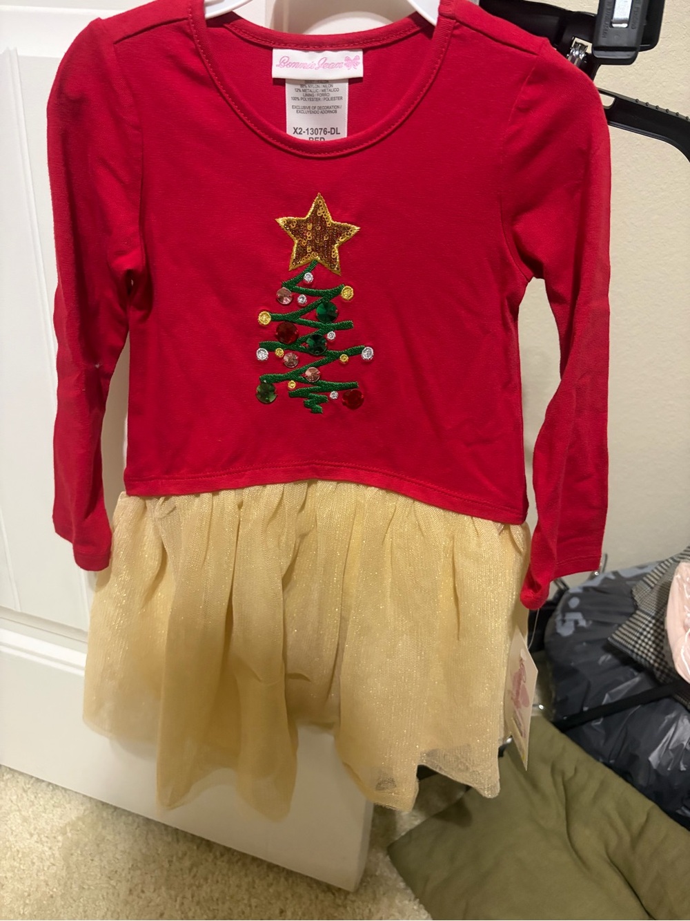 Bonnie Jean Red Dress with Gold Sequin Star